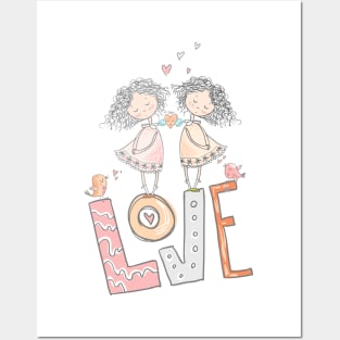 Big Love With 2 Girls - Girl loves Girl Posters and Art